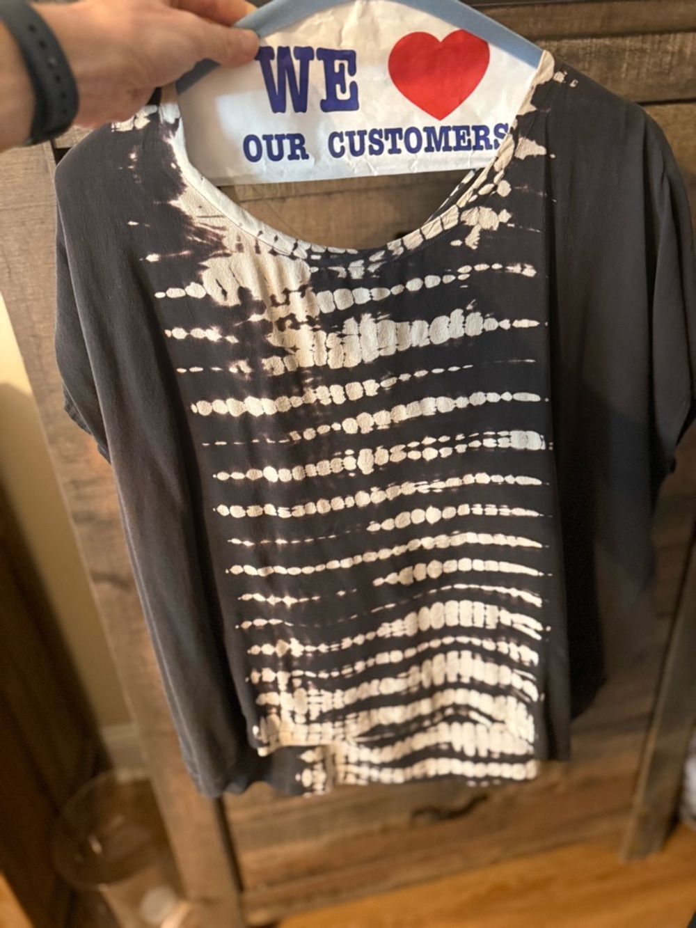 Chaser Black and White Tie-Dye Short Sleeve Top